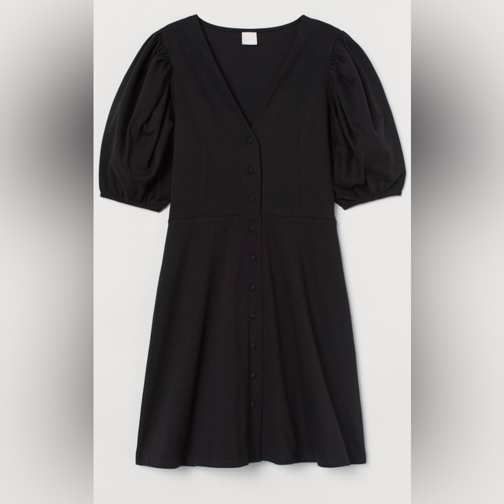 H&M Puff-sleeved Cotton Dress